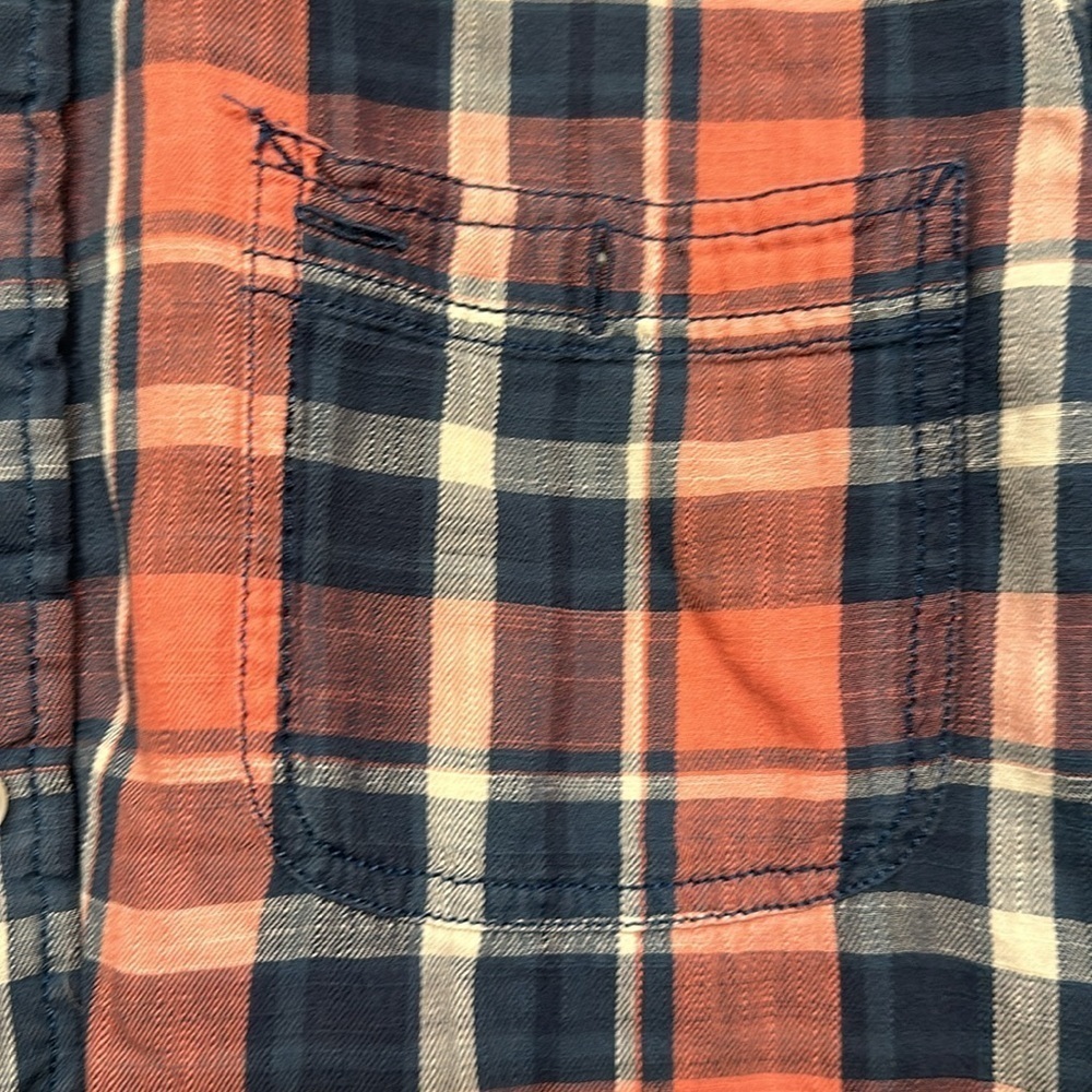 Men's Cremieux Classics 38 Blue Orange/Pink Plaid L/S Button Down Shirt Size LRG - Picture 4 of 6